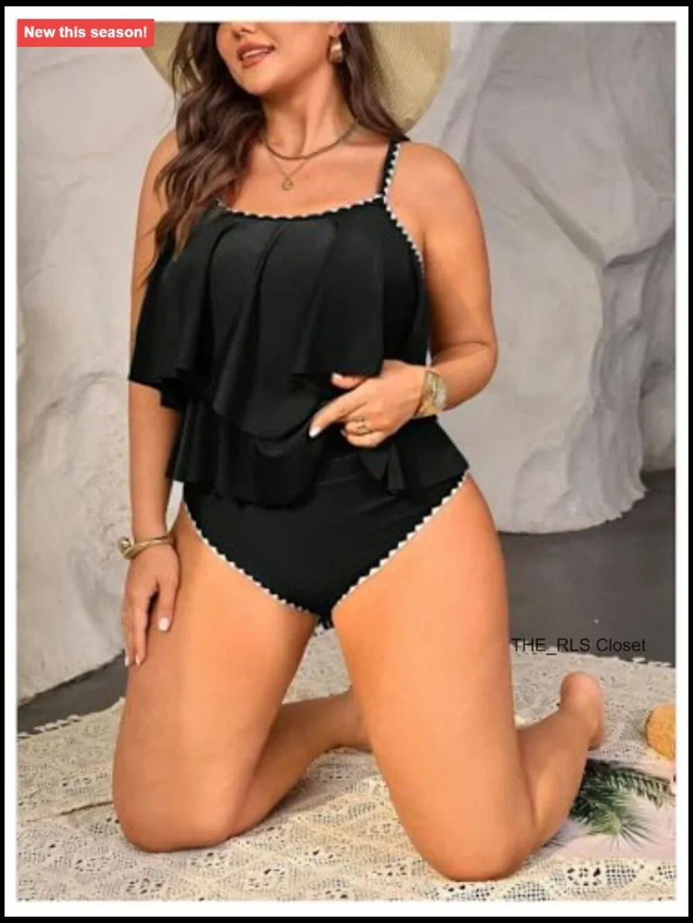 Women's Plus Size 2 Piece Tankini Swimsuit Ruffle Cami Top Bikini Set